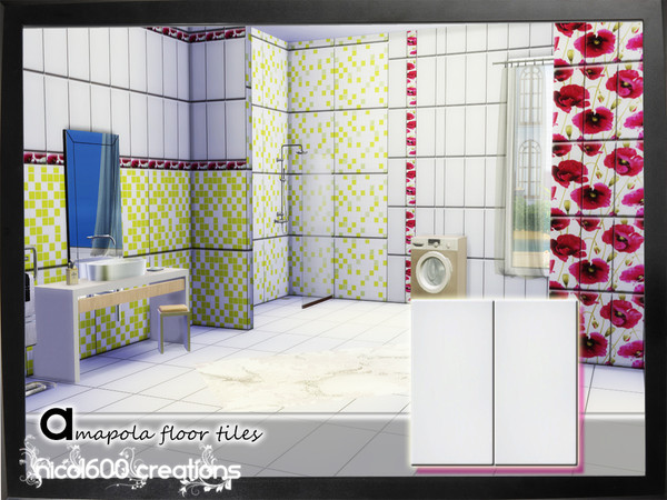 Sims 4 — Amapola floor tiles by nicol6002 — Amapola floor tiles in one single color. Suitable for any kind of interior.