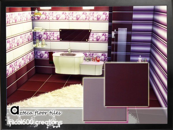 Sims 4 — Azteca floor tiles by nicol6002 — Azteca floor tiles in 2 colors. Suitable for any kind of interior.