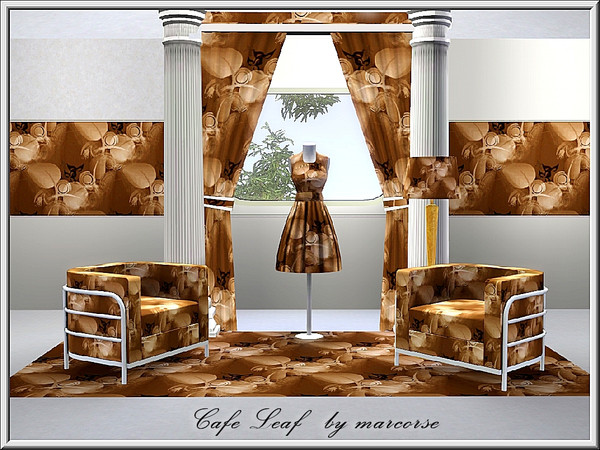 Sims 3 — Cafe Leaf_marcorse by marcorse — Abstract pattern: milk coffee coloured abstract leaf design