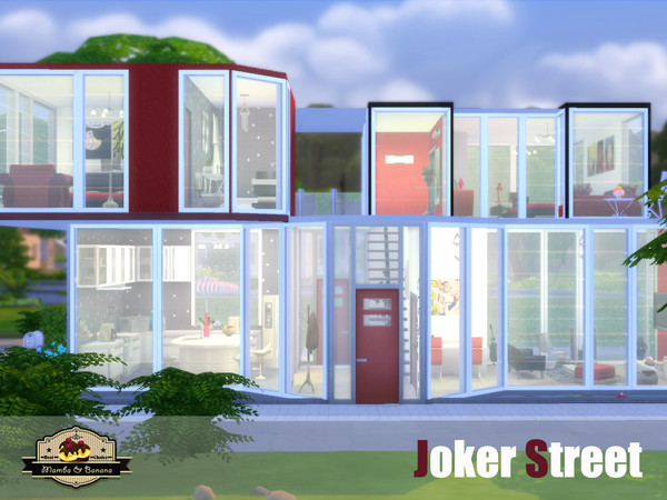 Sims 4 — Joker Street - Modern House with graffiti by Mamba_Negra2 — Modern house with two floors, named Joker Street