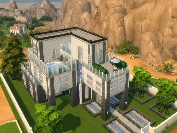 Sims 4 — bigvillav2 by goranshooter2 — House is great for 6 Sims.House has 1 bathroom,2 bedrooms,2 living rooms,1 kitchen