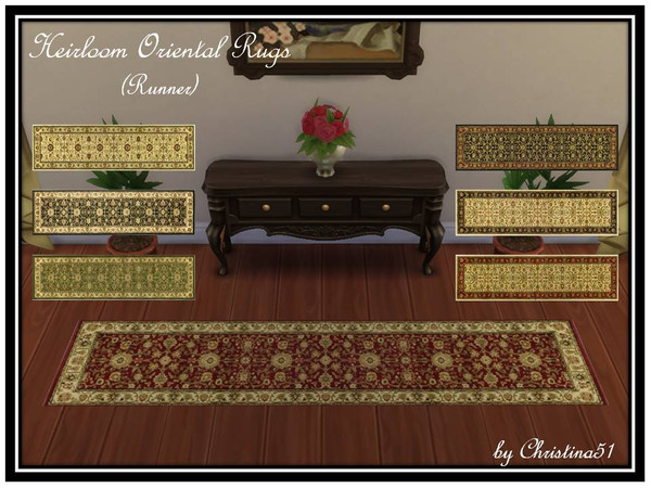 Sims 4 — Heirloom Oriental Rugs (Runner) by Christina51 — Now you can ensure perfectly coordinated decor with this