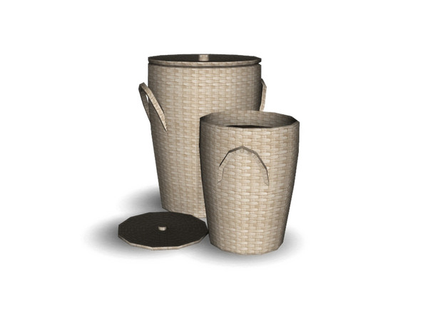 Sims 4 — Sara New Bathroom Hampers by Angela — Sara New Bathroom Hampers. Decorative wicker hampers one open one closed.