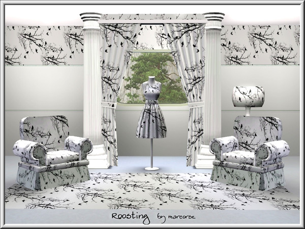 Sims 3 — Roosting_marcorse by marcorse — Themed pattern: small birds coming to roost in the evening.