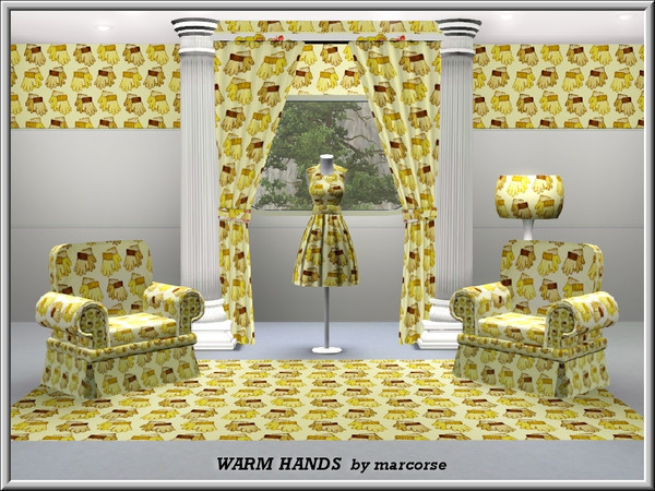 Sims 3 — Warm Hands_marcorse by marcorse — Themed pattern: warm winter gloves in yellow and brown