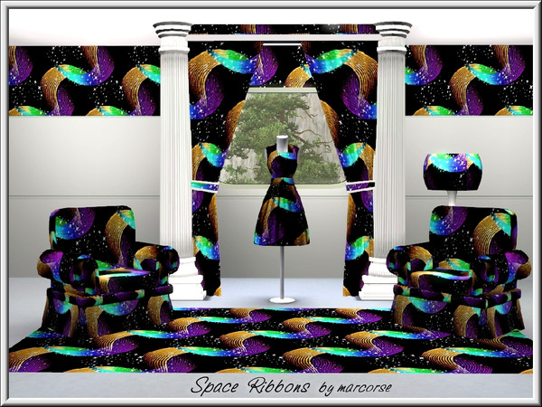 Sims 3 — SpaceRibbons_marcorse by marcorse — Abstract pattern - neon ribbons floating in space.