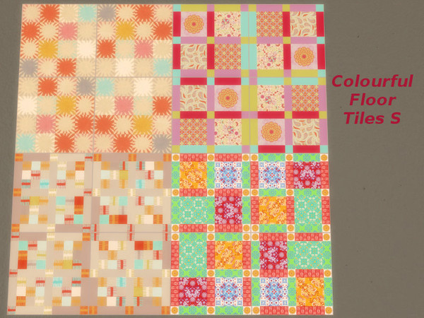 Sims 4 — Colourful Floor Tiles S by Leander_Belgraves — 4 Colourful Floor Tiles for your Home