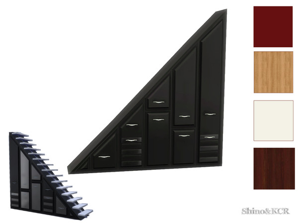Sims 4 — Under The Stairs - Dresser Wall Size 2 Eboni by ShinoKCR — This Dresser does under the Stair with Wallsize 2, It