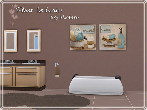 Sims 4 — Pour le bain by Neferu2 — Lovely paintings for the bath