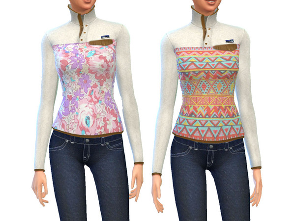 Sims 4 — Patagonia Pullover Patterned by jshirle — Includes 7 stand alone recolors.