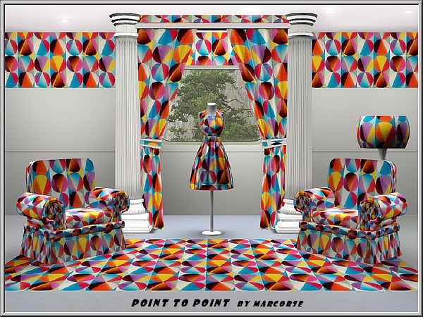 Sims 3 — Point to Point_marcorse by marcorse — Geometric pattern triangles point to point inside circles.