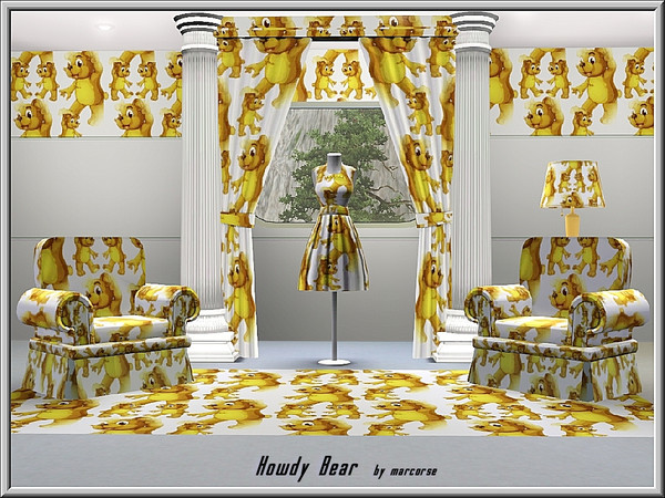 Sims 3 — Howdy Bear_marcorse by marcorse — Themed pattern_waving teddy bear in two sizes for a child's room.