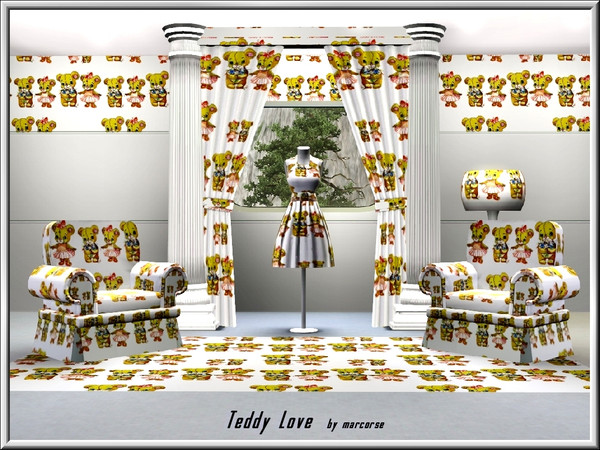 Sims 3 — TeddyLove_marcorse by marcorse — Themed pattern - courting teddies.