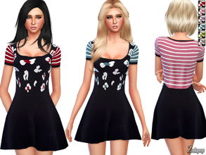 Sims 4 — (S4) Stripe Print Knitted Dress by zodapop — This knitted dress flares out at the waist into a feminine skater