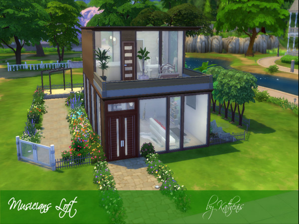 Sims 4 — Musician Loft by Kathenis2 — This loft is espacially for your musicians. It is very bright with all its windows