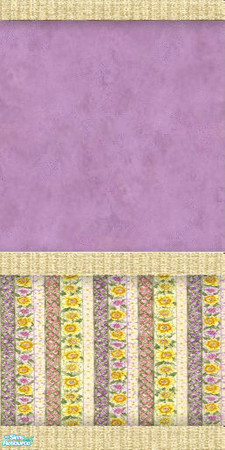 Sims 2 — NK TC46 Living Large LR Wall Floral by MoMama — A floral striped wallpaper on the bottom with a nice purple on