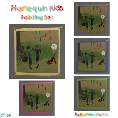 Sims 2 — Harlequin Kids Bedroom - Paintings by EarthGoddess54 — A set within a set: 5 posters. Recolors of Maxis'