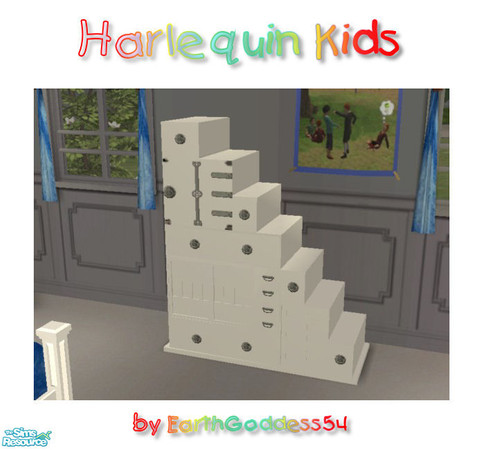 Sims 2 — Harlequin Kids Bedroom - Dresser by EarthGoddess54 — This is the smaller version of the Maxis dresser, in white