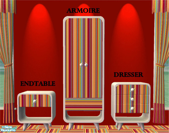 Sims 2 — Orange Stripe Bedroom Armoire by frillyfilly — Orange Stripe Bedroom Collection 2