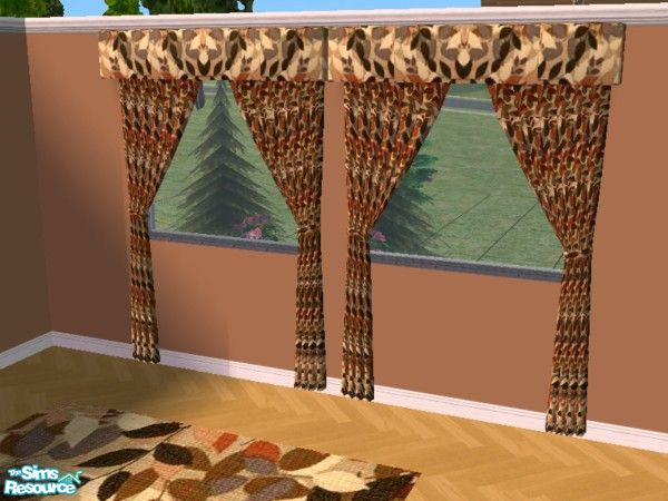 Sims 2 — Brown Leaf Dining Set - Curtains by drewsoltesz — A unique brown leaf texture from the 1930's-40's I used before