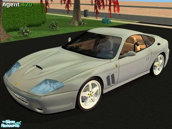Sims 2 — Metallic Silver Ferrari 575M Maranello by Agent420 — A Metallic Silver 2005 Ferrari 575M Maranello. MESH by Tre