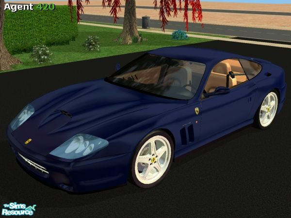 Sims 2 — Metallic Midnight Blue Ferrari 575M by Agent420 — A Metallic Midnight Blue 2005 Ferrari 575M Maranello. MESH by