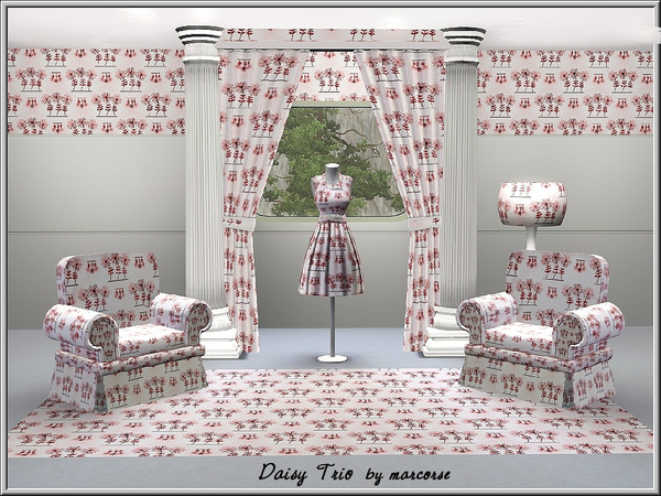 Sims 3 — Daisy Trio_marcorse by marcorse — Fabric pattern: trio of 'backup singers' in daisy form.