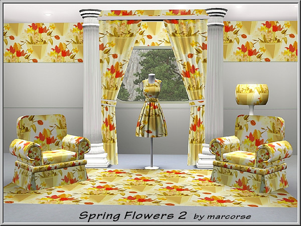 Sims 3 — Spring Flowers 2_marcorse by marcorse — Themed pattern: potted Spring flowers in red and yellow