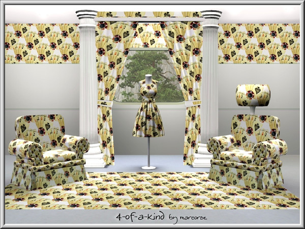 Sims 3 — 4-of-a-Kind_marcorse by marcorse — Themed pattern - winiing 4-of-a-kind hand and chips in yellow and brown.