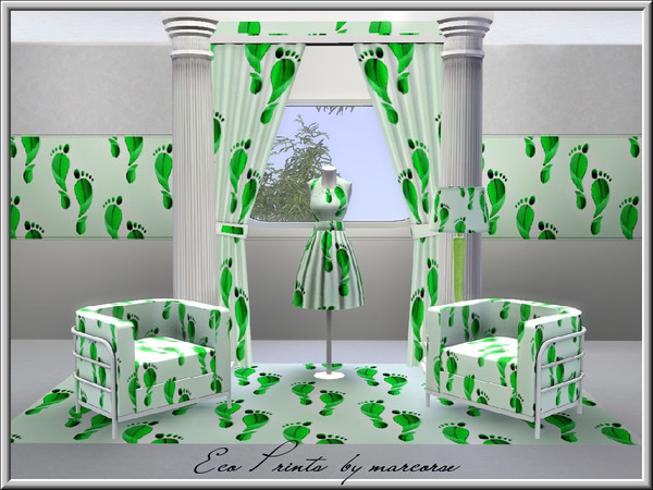 Sims 3 — Eco Prints_marcorse by marcorse — Themed pattern: eco footprint of green leaves