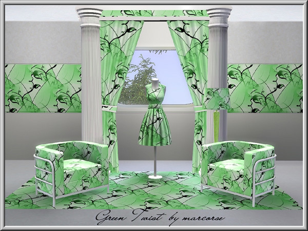 Sims 3 — Green Twist_marcorse by marcorse — Abstract pattern: twisted green vine design