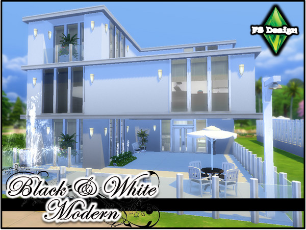 Sims 4 — Black & White Modern by fsdesign2 — A spectacular modern house, beautifully decorated in black and white.