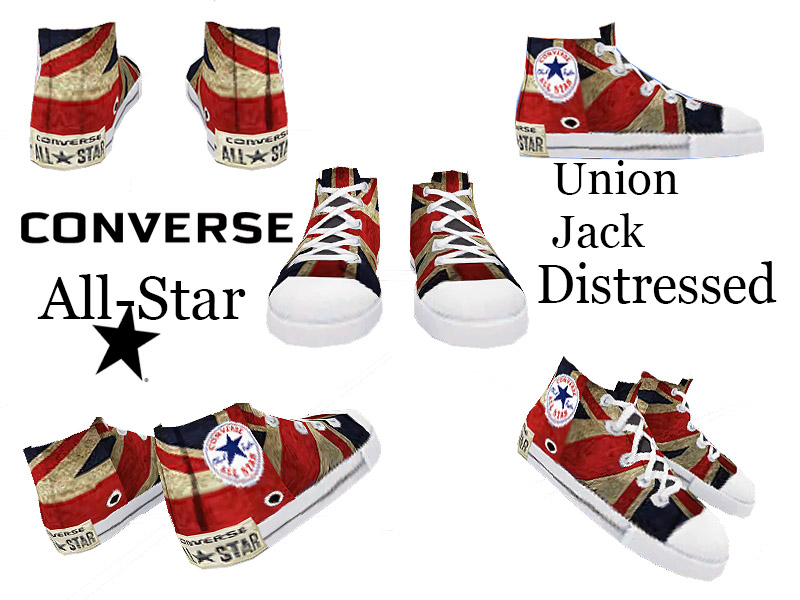 mucho Soledad Descubrimiento The Sims Resource - Union Jack Distressed Converse All Star