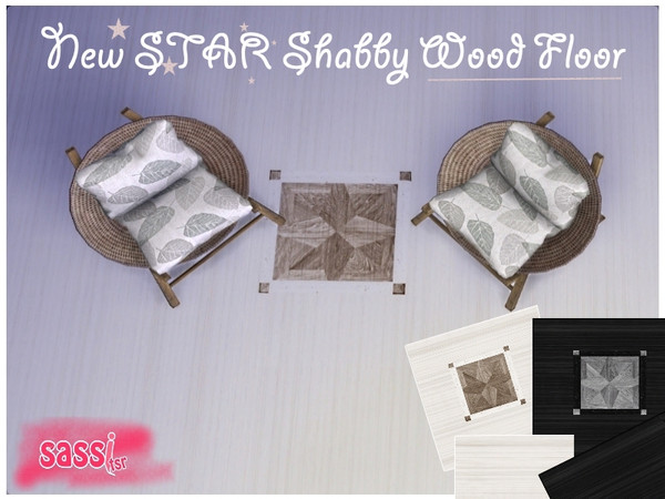 Sims 4 — New Star Shabby Wood Floor by sassitsr — A light version,of my vision,of the floor shabby with a star with soft