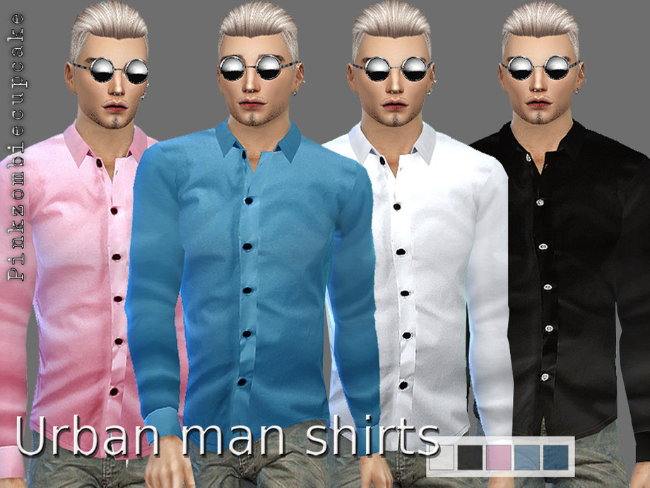 Sims 4 - Urban man shirts by Pinkzombiecupcakes - Elegant shirts for your m...