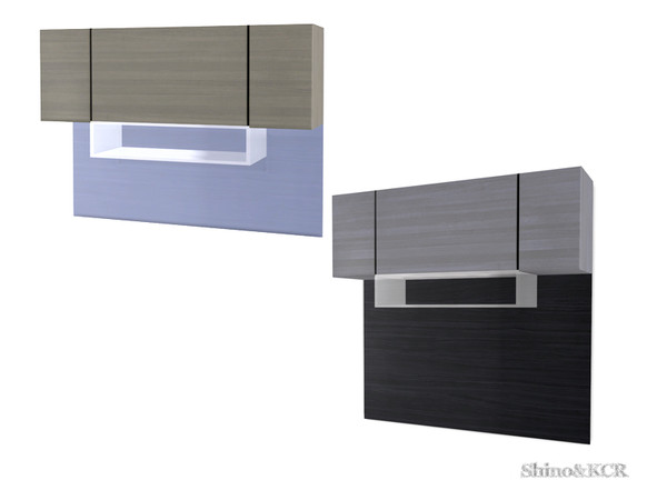 Sims 4 — Kitchen Minimalist - Cabinet by ShinoKCR — Modern wooden Cabinet with Glasshelf and large Backsplash updated for