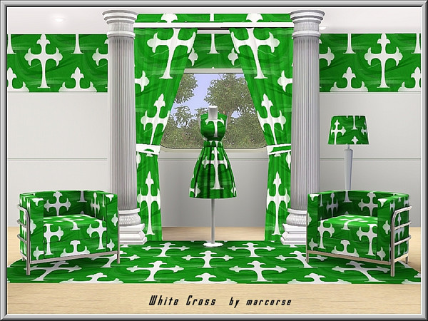 Sims 3 — White Cross_marcorse by marcorse — Themed pattern: classic white Easter cross on green.