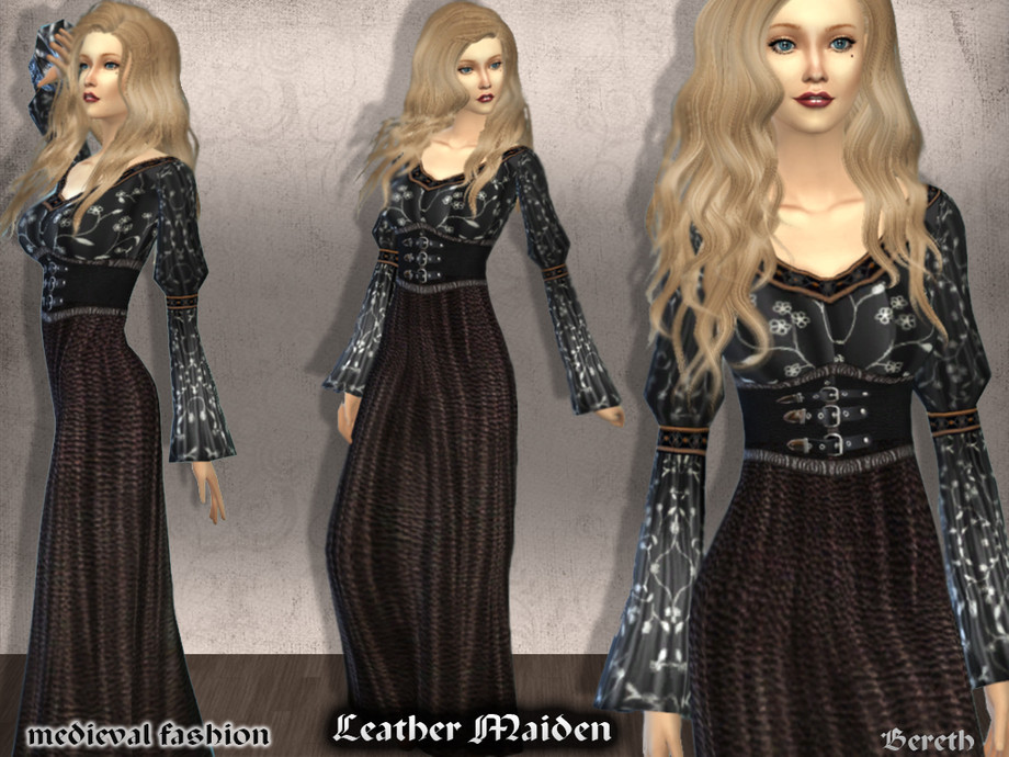 The Sims Resource - Medieval Dress Leather Maiden