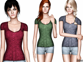 Sims 3 — Lace Burnout T-Shirt by zodapop — This chic tee features a scoop neck, short sleeves, and an allover burnout