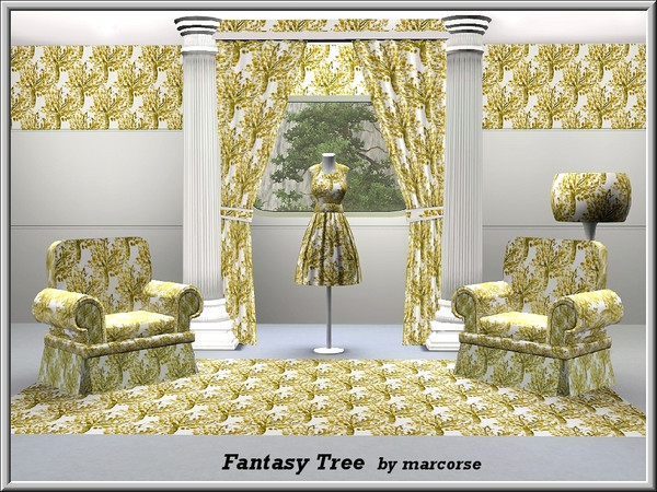 Sims 3 — Fantasy Tree_marcorse by marcorse — Fabric pattern: tree fantasy in shades of yellow and khaki.