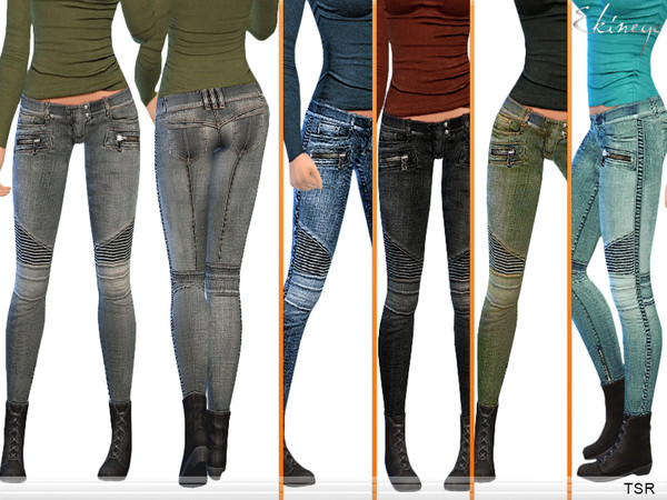 Sims 4 — Skinny Jeans - S7 by ekinege — Snap button and concealed zip closure. Knee, side and back stitching details. Zip