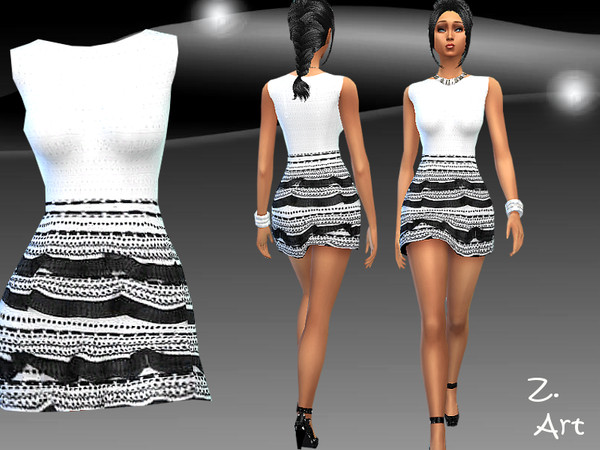 Sims 4 — Domino by Zuckerschnute20 — A charming new dress in classy white and black :D stand-alone package file Hairstyle
