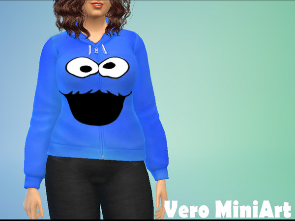 Sims 4 — Cookie Monster Sweatshirt by MiniArt — An original sweatshirt for your sims. Enjoy! :)