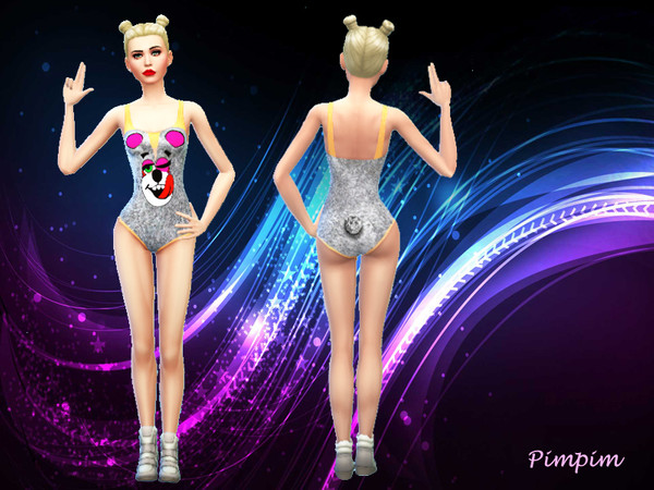 Sims 4 — Miley Cyrus - VMA Clothe by Pincesa — Miley Cyrus bear clothe