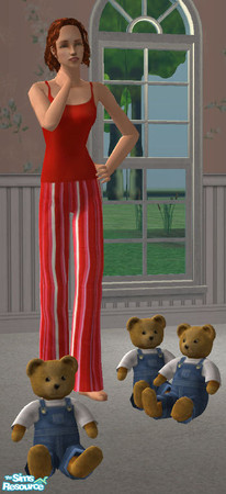 Sims 2 — VS Red Stripe Jammies by Vanilla Sim — Long red and white stripes can make you legs look like they go on