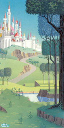 Sims 2 — Sleeping Beauty Disney Mural - Right by foxysensei — The Disney Castle mural for your kids.