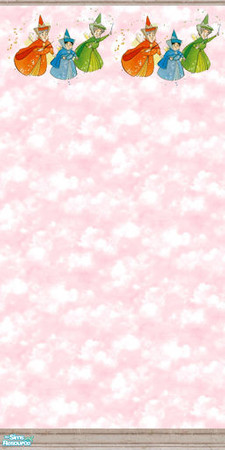 Sims 2 — Sleeping Beauty Disney Godmothers by foxysensei — The fairy Godmothers adorn this wall.
