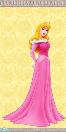Sims 2 — Sleeping Beauty Disney Walls - FL Yellow by foxysensei — Aurora graces this wall in full length. Part of a twin