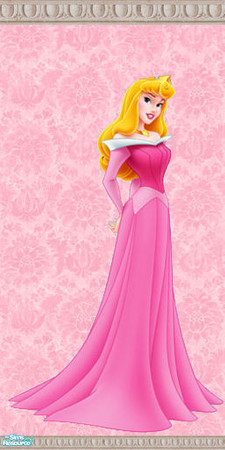 Sims 2 — Sleeping Beauty Disney Walls - FL Pink by foxysensei — Aurora graces this wall in full length. Part of a twin
