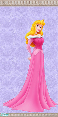 Sims 2 — Sleeping Beauty Disney Walls - FL Purple by foxysensei — Aurora graces this wall in full length. Part of a twin